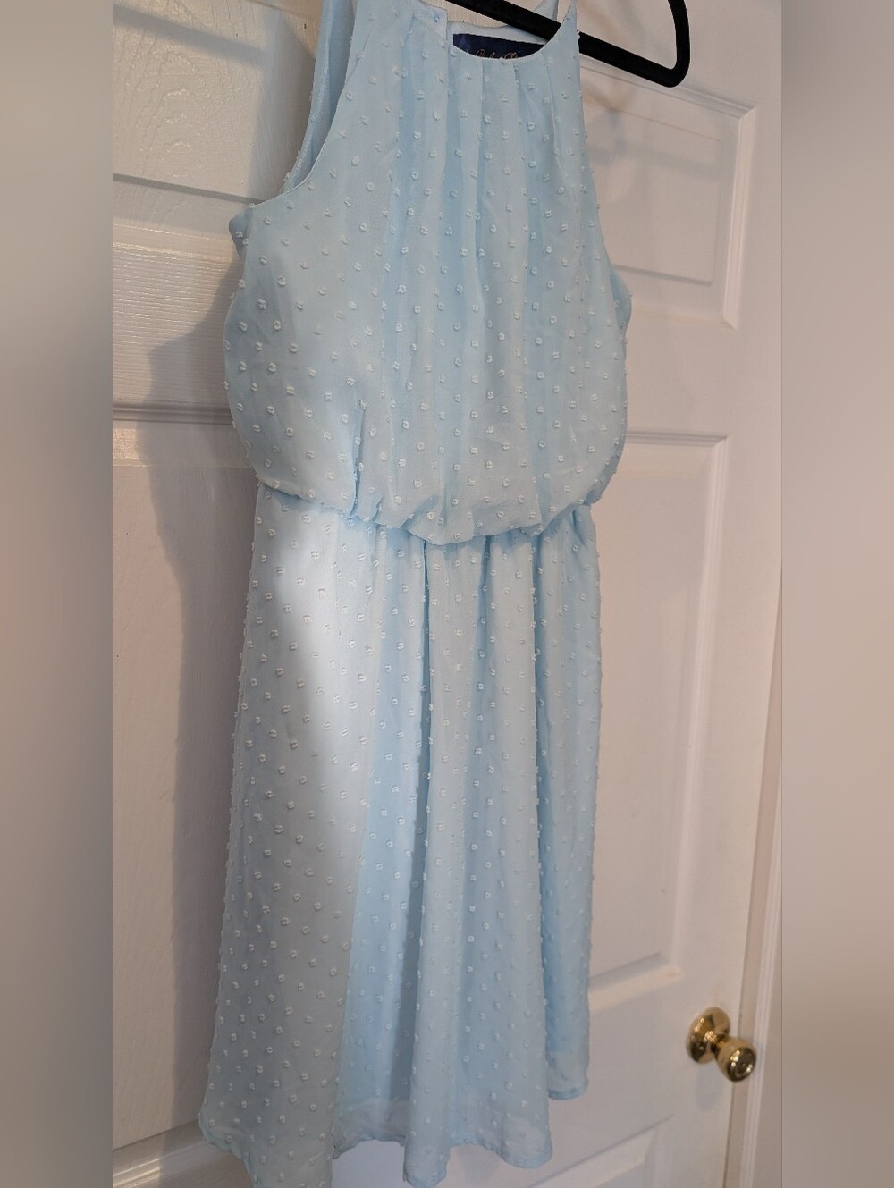 NEW Blue Rain Womens Light Blue Swiss Dot Halter Top Dress Francesca's Small NWT - Picture 11 of 16